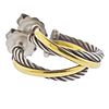 David Yurman Albion Silver 18k Gold Cable Crossover Hoop Earrings