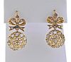 Antique 18K Gold Rose Cut Diamond Earrings 