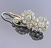 Platinum Gold 3.55cts Diamond Cluster Earrings 