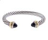 David Yurman 14k Gold Silver Onyx Cable Cuff Bracelet 
