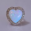 14K Gold Diamond Heart Opal Ring