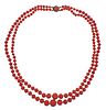 Antique Coral Bead Gold Necklace 