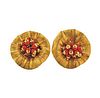 18K Gold Coral Floral Earrings