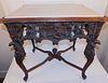 ANTIQUE CHERUB CARVED MARBLE TOP TABLE 
