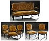 French Seven Piece Ebonized Carved Beech Parlor Suite, c. 1870, composed of a settee, 4 fauteuils, and 2 side chairs