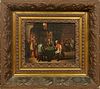 Continental School, "Tavern Scene," 19th c., oil on canvas, unsigned, presented in a gilt wooden frame, H.- 7 3/4 in., W.- 9 1/4 in., Framed H.- 16 1/
