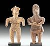 Pair of Colima Pottery Standing Female Flat Figures