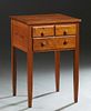 Louisiana Carved Pine Side Table, c. 1910, the square top over two small drawers and a lower long drawer, on tapered square legs, H.- 30 1/4 in., W.- 