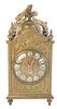 Brass Carriage Clock, with enameled Roman numerals, total height 9 3/4 inches.