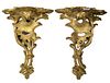 Pair of Giltwood Foliate and Scroll Carved Wall Brackets, height 19 inches.