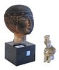 Two Piece Lot to include Egyptian Carved Stone Bust of a Pharaoh along with an early stone seated figure (as is), height 10 inches (Pharaoh), height 4