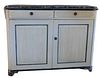 Continental Cabinet, having faux marble top, over two drawers, over twin doors, all with reeded, carved fronts, raised on ogee feet, height 42 inches,