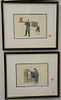 Group of Seven Framed Chinese Figural Watercolor and Gouache on Paper, all unsigned, sight size 7 1/2" x 10", each.