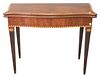 George III Mahogany Game Table, having inlaid trim and felt interior, set on fluted legs, height 28 inches, top closed 17 1/2" x 36".