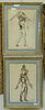 Two Robert Winthrop White (1921 - 2002), brown ink sketches of dancers, each signed lower right Robert White, and matted in gilt frames, each 14 1/2" 