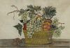 Watercolor Still Life, basket with fruit, unsigned, matted in gilt frame, sight size 12" x 17", in Victorian gilt frame, 19th Century.