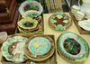 Large Lot of Majolica, to include 2 molded edge leaf plates, 1 with "Waste Not, Want Not"; the other with "Eat The Bread"; 11