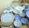Four Box Lots, to include 8 blue and white Chinese porcelain plates; 12 blue and white bowls; Fitz and Floyd "Blue Indigo" tea cups; dessert plates; d