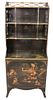 Chinoiserie Decorated Bookcase, open top and door in base, height 54 inches, width 22 1/4 inches.