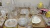 Six Tray Lots of Pressed Glass, to include depression glass; compotes; vases; plates; along with cups, etc.