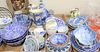 Eight Box Lots, to include 5 spatterware bowls; 5 Delftware urns; along with blue and white porcelain mugs.