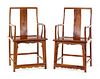 A Pair of Huanghuali Continuous-Back Arm Chairs, Nanguanmaoyi