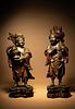 A Pair of Gilt and Lacquered Wood Figures of Immortals Hehe Erxian