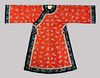 An Apricot Ground Embroidered Silk Ladies' Informal Robe