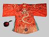 An Embroidered Silk Theatrical 'Dragon' Robe and an Official Hat