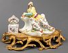 Chinoiserie Gilt Mounted Porcelain Figural Inkwell