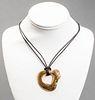 14K Yellow Gold Heart Pendant Cord Necklace