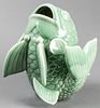 Large Celadon Glazed Fish Form Pottery Vase