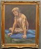 Doug Arnold (20th c., American), "Male Nude," 1994, oil on canvas, signed and dated lower right, presented in a modern gilt frame, H.- 19 1/2 in., W.-