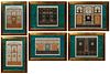 Collection of Six Various Pompeiian Wall Decorations, late 19th c., color lithographs presented in matching giltwood frames with "malachite green" mar