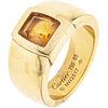 18K YELLOW GOLD CITRINE RING, CARTIER Fantasy cut citrine ~1.50 ct. Weight: 20.9 g. Size: 7 ¾
