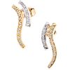 PAIR OF EARRINGS WITH DIAMONDS, YELLOW AND WHITE 14K GOLD 34 Brilliant cut diamonds ~0.22 ct. Weight: 4.4 g