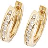 PAIR OF 14K YELLOW GOLD EARRINGS WITH DIAMONDS 14 Brilliant cut diamonds ~0.56 ct. Weight: 5.2 g. Size: 0.1 x 0.6" (0.3 x 1.7 cm)