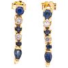 PAIR OF EARRINGS WITH SAPPHIRES AND DIAMONDS IN 10K YELLOW GOLD 8 Round and pear cut sapphires ~0.70 ct, 4 Brilliant cut diamonds