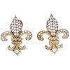 PAIR OF EARRINGS WITH DIAMONDS IN WHITE AND YELLOW 14K GOLD 96 8x8 and brilliant cut diamonds ~1.20 ct. Weight: 10.3 g