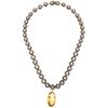CHOKER WITH CITRINE AND DIAMONDS IN GILT SILVER 1 Oval cut 2 ~ 31.0 ct, 43 diamond slabs, 940 Faceted diamonds