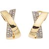 PAIR OF DIAMOND EARRINGS IN 14K YELLOW GOLD 32 Brilliant cut diamonds ~0.32 ct. Weight: 9.5 g. Size: 0.4 x 0.78" (1.1 x 2 cm)