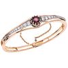 18K WHITE AND PINK GOLD BRACELET WITH RUBELLITE AND DIAMONDS 1 Rubellite ~1.15 ct, 22 Faceted antique cut diamonds