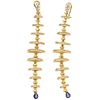 PAIR OF EARRINGS WITH DIAMONDS AND SIMULANTS IN 16K YELLOW GOLD 234 Brilliant cut diamonds ~2.80 ct. Weight: 44.5 g