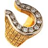 DIAMOND RING IN 14K WHITE AND YELLOW GOLD 13 Brilliant cut diamonds ~0.65 ct. Weight: 19.9 g. Size: 7 ¾