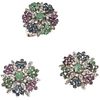 SET OF RING AND PAIR OF EARRINGS WITH EMERALDS, SAPPHIRES, RUBIES AND DIAMONDS IN PALLADIUM SILVER 91 Precious gems, 54 diamonds