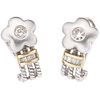 PAIR OF EARRINGS WITH DIAMONDS IN 14K WHITE GOLD 2 Brilliant cut diamonds ~0.24 ct, 11 Diamonds (different cuts) ~0.35 ct