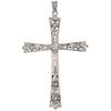 CROSS WITH DIAMONDS IN SILVER AND 10K WHITE GOLD 7 Antique cut faceted diamonds ~0.08 ct. Weight: 2.7 g. Size: 1 x 1.8" (2.7 x 4.6 cm)