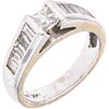 RING WITH DIAMONDS IN 14K WHITE GOLD 1 Princess cut diamonds ~0.30 ct Clarity: SI-SI2, 10 Diamonds (different cuts)