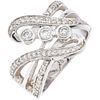 RING WITH DIAMONDS IN 14K WHITE GOLD 54 Brilliant cut diamonds ~0.50 ct. Weight: 7.0 g. Size: 7 ½