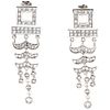 PAIR OF EARRINGS WITH DIAMONDS IN 18K WHITE GOLD 90 Brilliant cut diamonds ~0.90 ct. Weight: 13.4 g